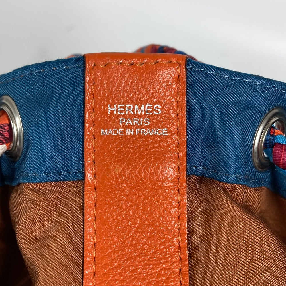 HERMES Shoulder Bag Silk, Leather Orange Sowacool 22 Drawstring Bag Women Used Authentic