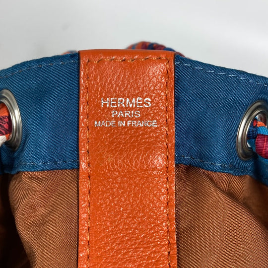 HERMES Shoulder Bag Silk, Leather Orange Sowacool 22 Drawstring Bag Women Used Authentic