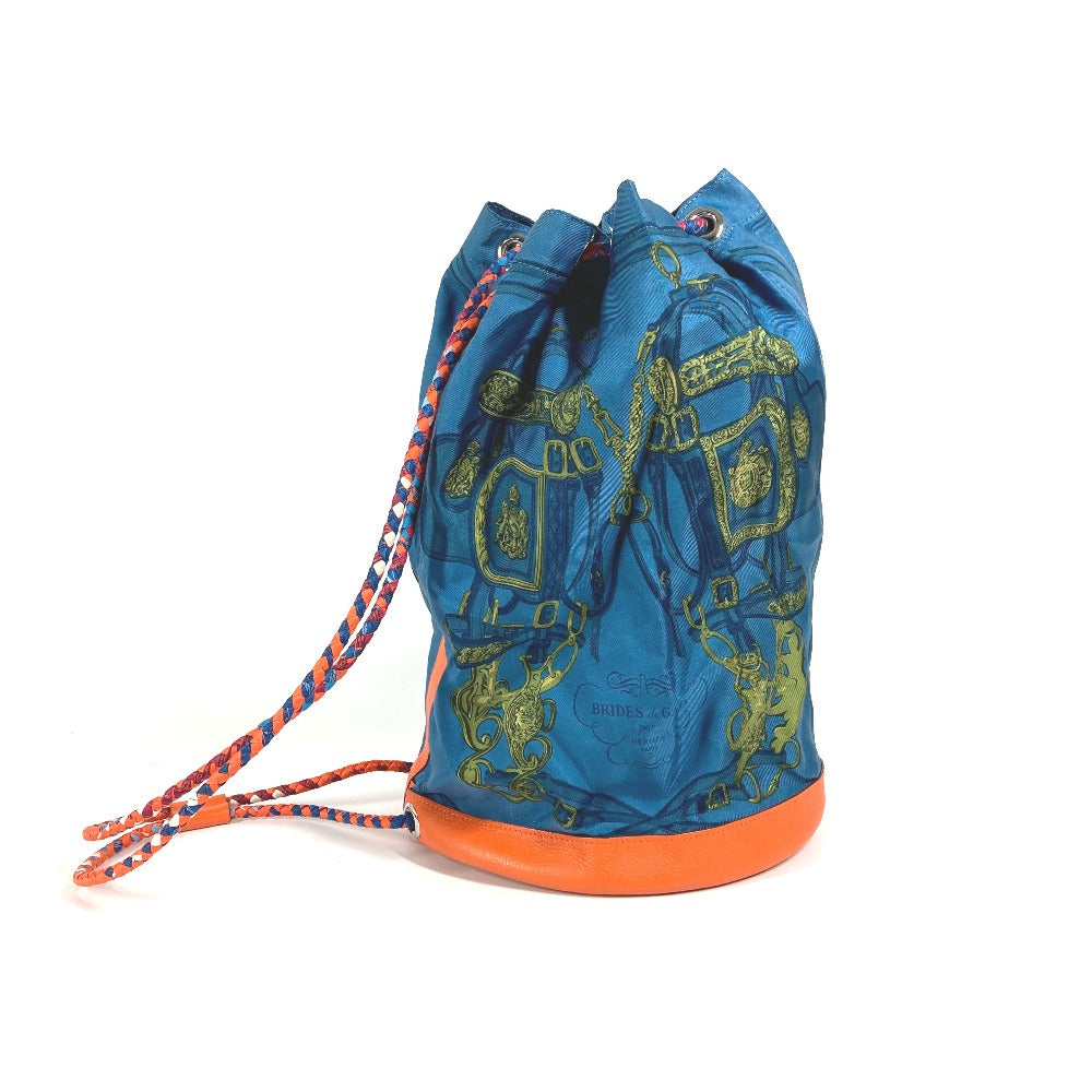 HERMES Shoulder Bag Silk, Leather Orange Sowacool 22 Drawstring Bag Women Used Authentic