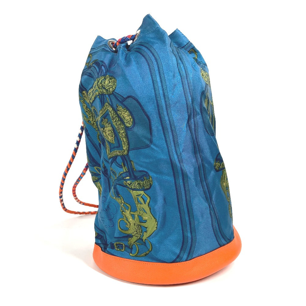 HERMES Shoulder Bag Silk, Leather Orange Sowacool 22 Drawstring Bag Women Used Authentic