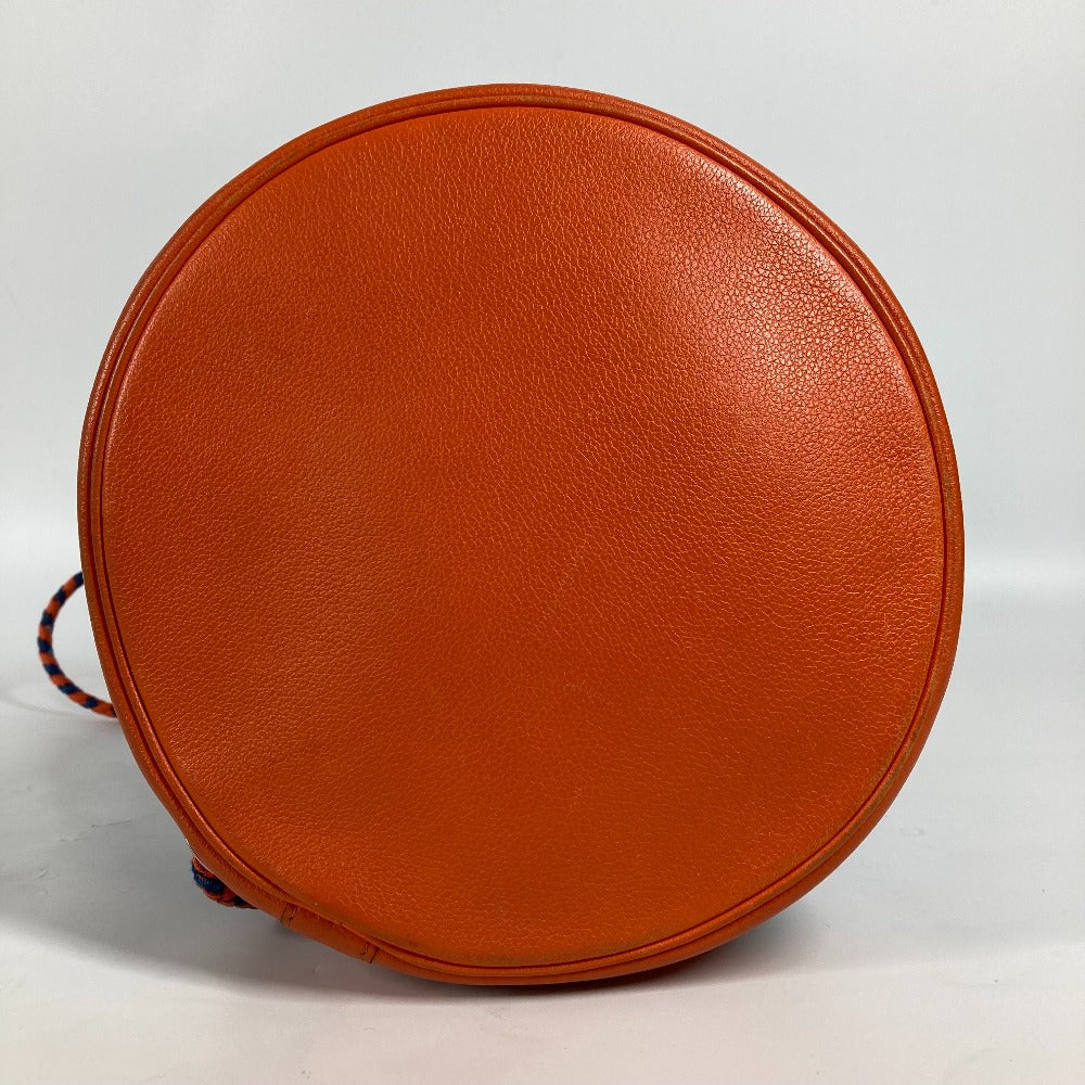 HERMES Shoulder Bag Silk, Leather Orange Sowacool 22 Drawstring Bag Women Used Authentic