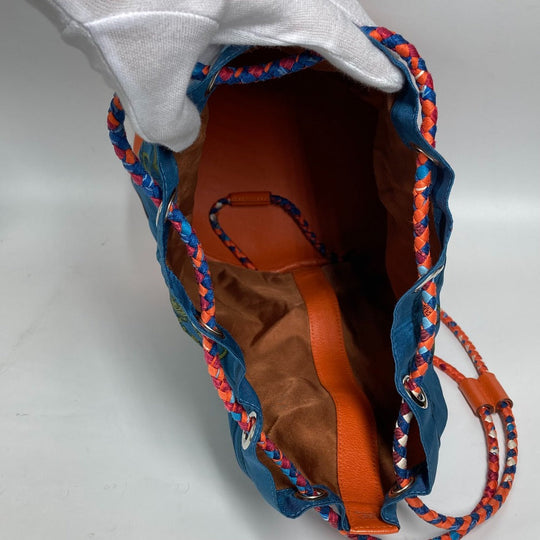 HERMES Shoulder Bag Silk, Leather Orange Sowacool 22 Drawstring Bag Women Used Authentic