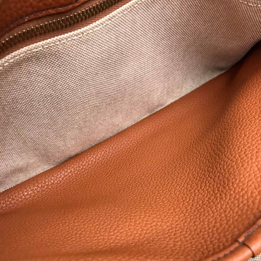 HERMES Shoulder Bag Taurillon Clemence Brown Boolean Lang Women Used Authentic