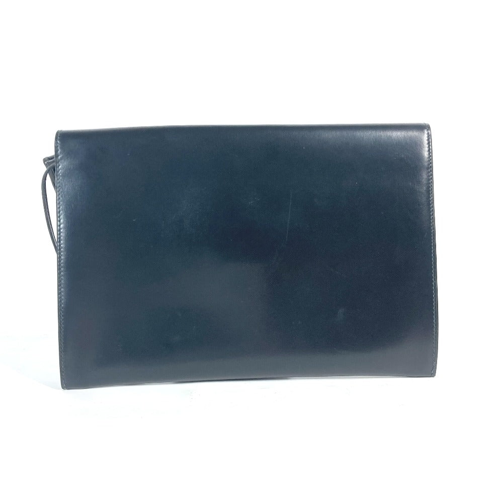 HERMES Clutch bag Box scarf black bag pouch Kirius mens Used Authentic