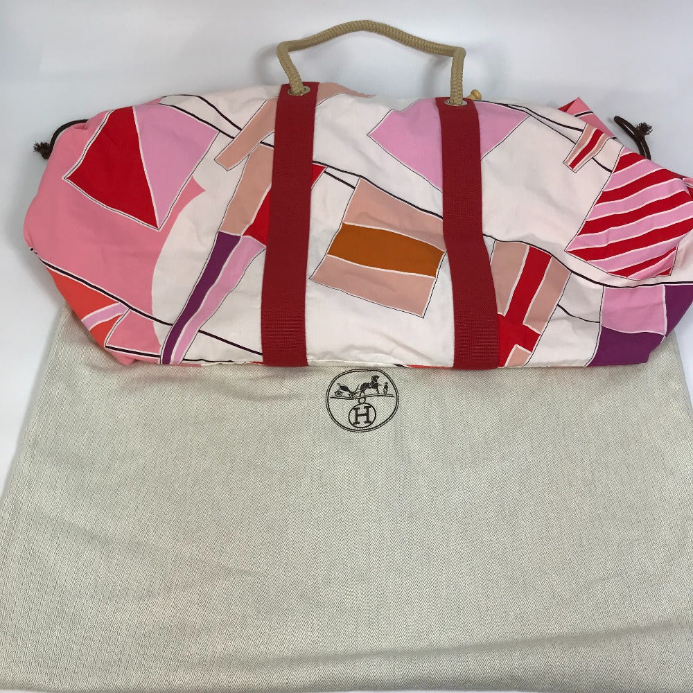 HERMES Tote Bag canvas multicolor Cabas Drapeaux au vent rope handle Women Used Authentic