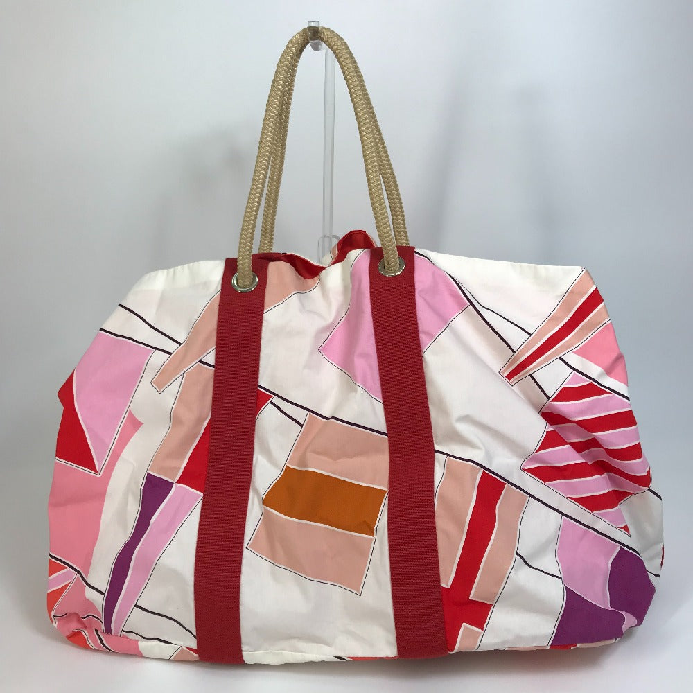 HERMES Tote Bag canvas multicolor Cabas Drapeaux au vent rope handle Women Used Authentic