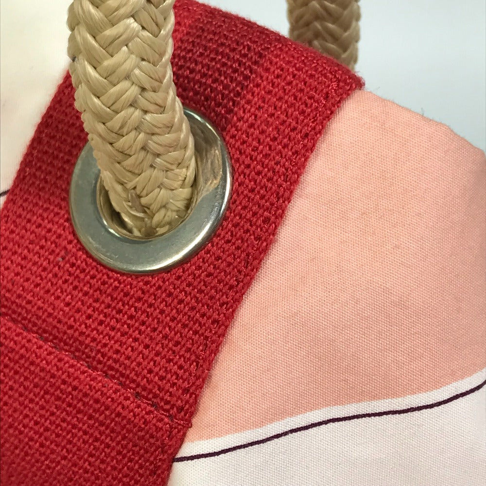 HERMES Tote Bag canvas multicolor Cabas Drapeaux au vent rope handle Women Used Authentic