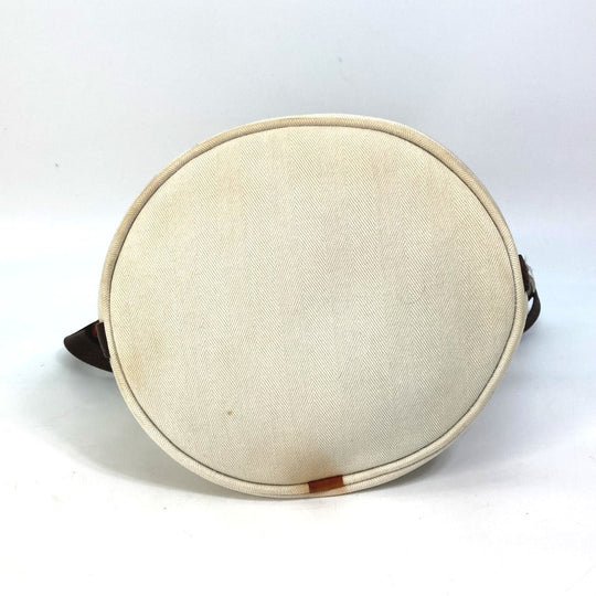 HERMES Shoulder Bag Leather / canvas white Crossbody Sac de Pansage bucket type Women Used Authentic