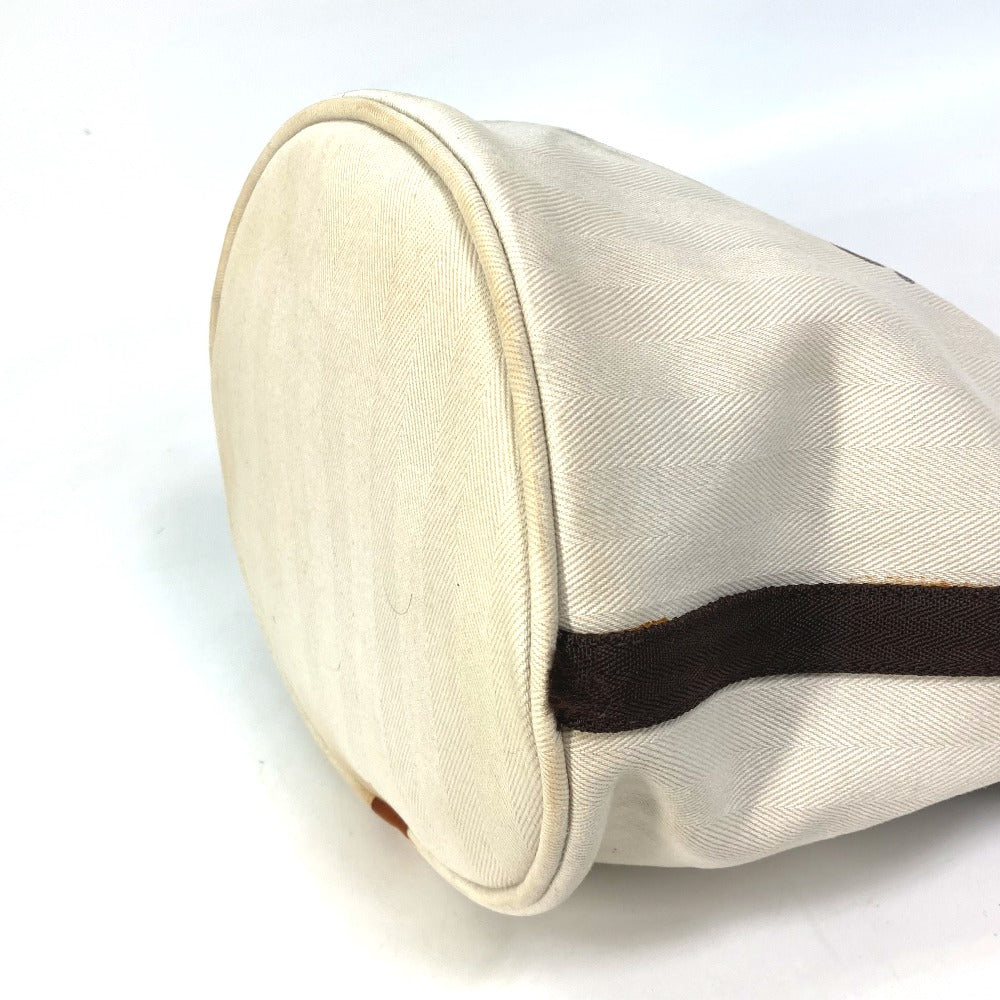 HERMES Shoulder Bag Leather / canvas white Crossbody Sac de Pansage bucket type Women Used Authentic