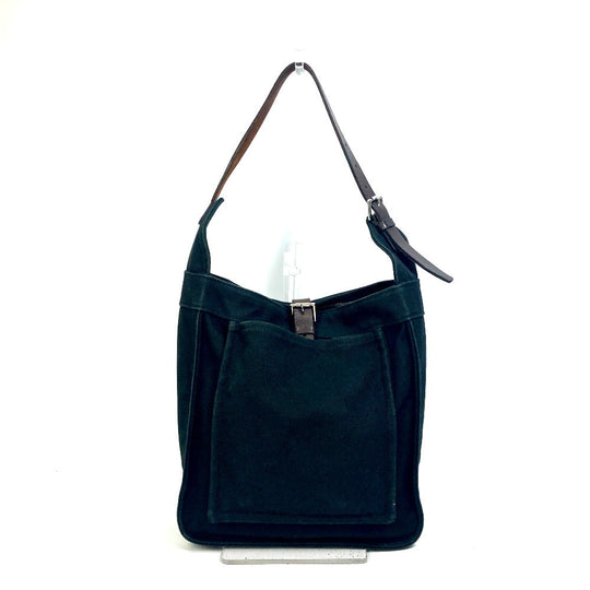 HERMES Tote Bag Canvas, Leather black Shoulder Maruwari PM Women Used Authentic