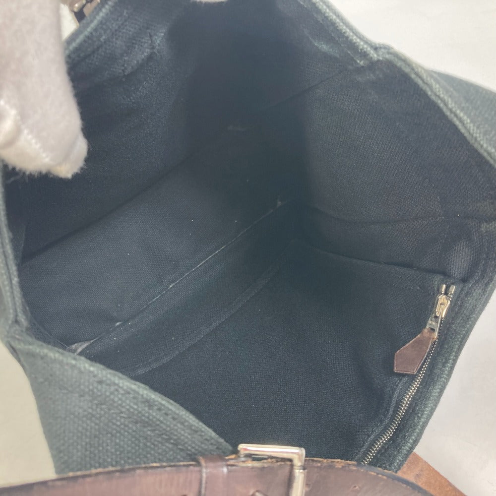 HERMES Tote Bag Canvas, Leather black Shoulder Maruwari PM Women Used Authentic