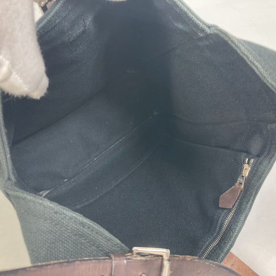 HERMES Tote Bag Canvas, Leather black Shoulder Maruwari PM Women Used Authentic