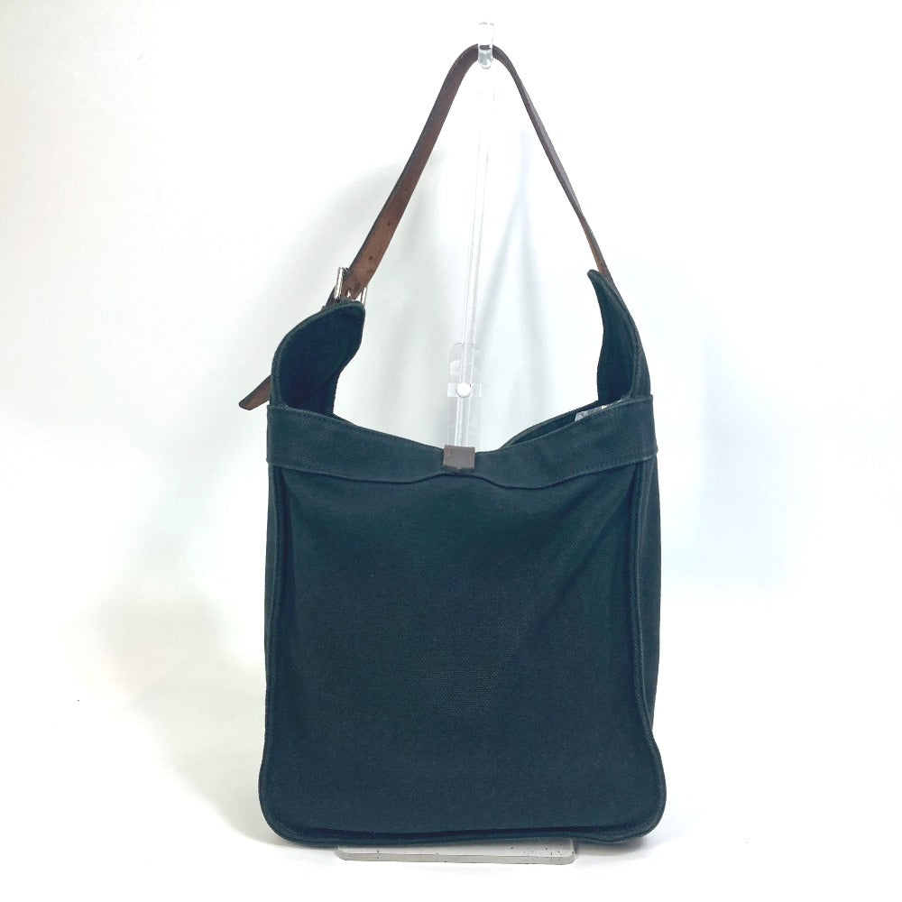 HERMES Tote Bag Canvas, Leather black Shoulder Maruwari PM Women Used Authentic