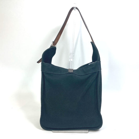 HERMES Tote Bag Canvas, Leather black Shoulder Maruwari PM Women Used Authentic