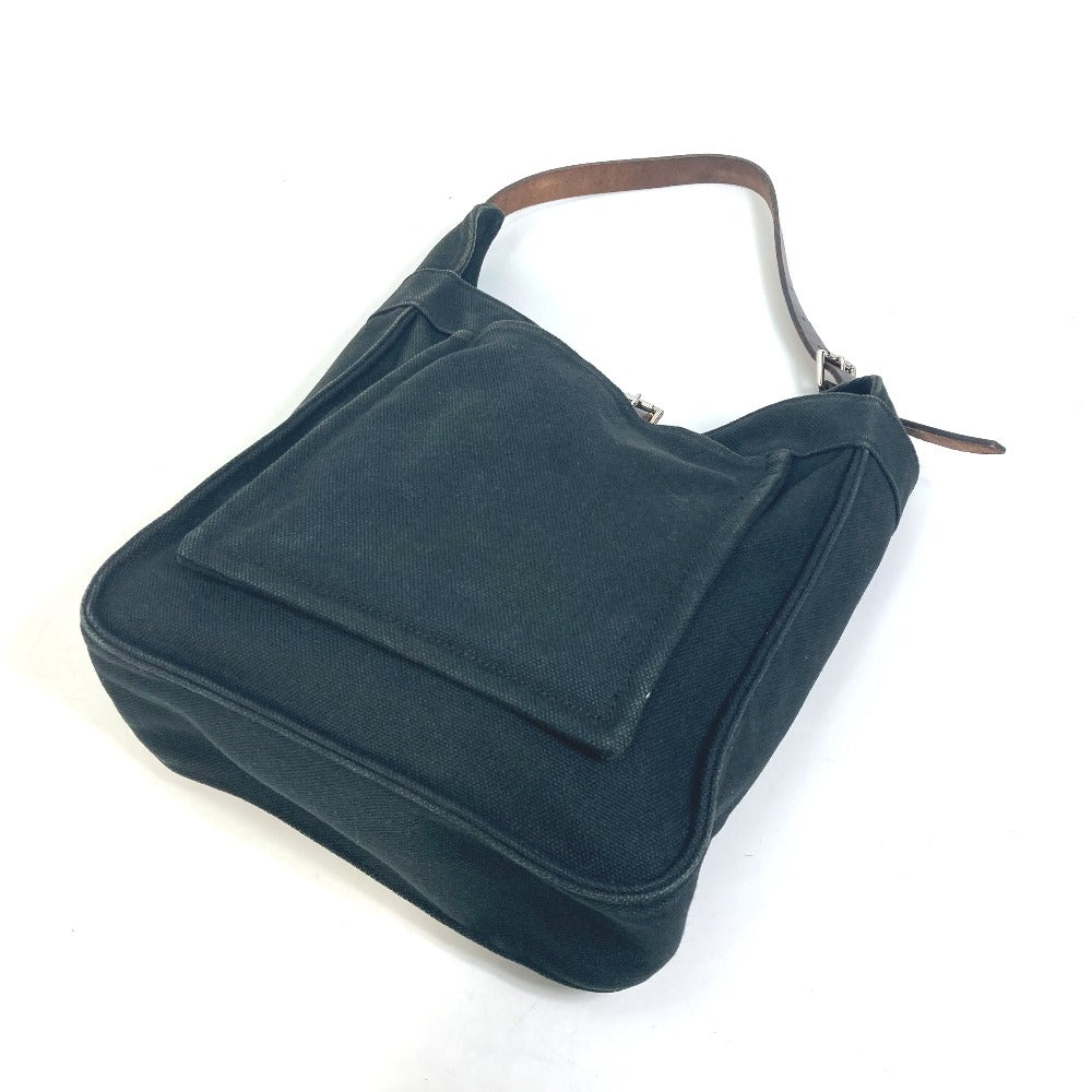 HERMES Tote Bag Canvas, Leather black Shoulder Maruwari PM Women Used Authentic