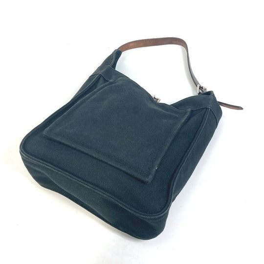HERMES Tote Bag Canvas, Leather black Shoulder Maruwari PM Women Used Authentic