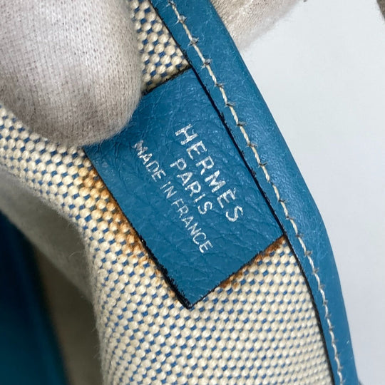 HERMES Tote Bag Toile Ash / Taurillon Clemence blue Shoulder Bag Shoulder Bag Jardine PM Women Used Authentic