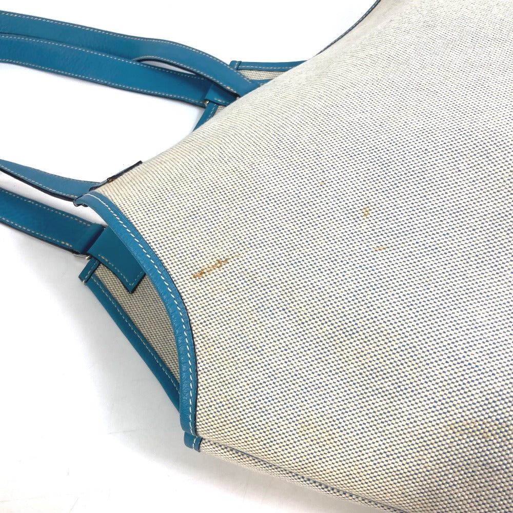 HERMES Tote Bag Toile Ash / Taurillon Clemence blue Shoulder Bag Shoulder Bag Jardine PM Women Used Authentic