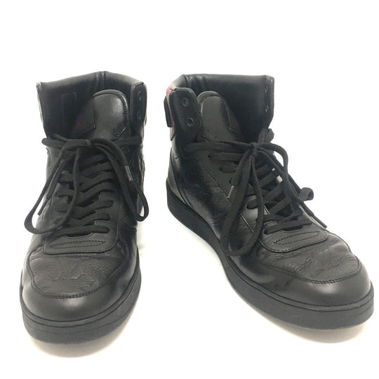 LOUIS VUITTON sneakers 1A7S6R leather black Rivoli Line Monogram mens 7 Used Authentic