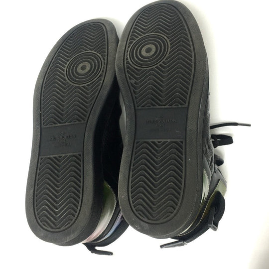 LOUIS VUITTON sneakers 1A7S6R leather black Rivoli Line Monogram mens 7 Used Authentic