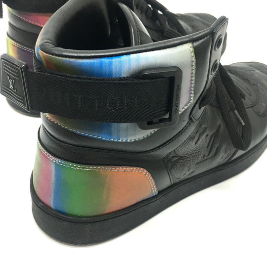 LOUIS VUITTON sneakers 1A7S6R leather black Rivoli Line Monogram mens 7 Used Authentic