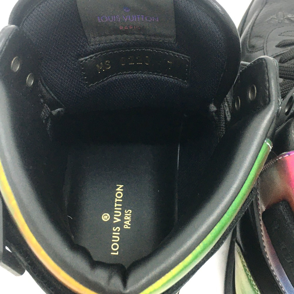 LOUIS VUITTON sneakers 1A7S6R leather black Rivoli Line Monogram mens 7 Used Authentic