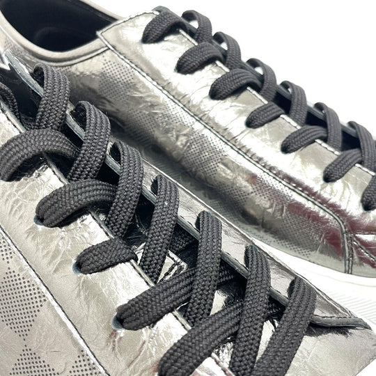 LOUIS VUITTON sneakers 1A90GA Leather , Metallic Damier Leather gray Damier Tattoo Line 7