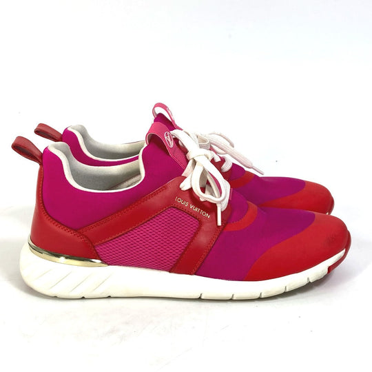 LOUIS VUITTON sneakers Nylon, Nylon pink By color logo Women 36 Used Authentic