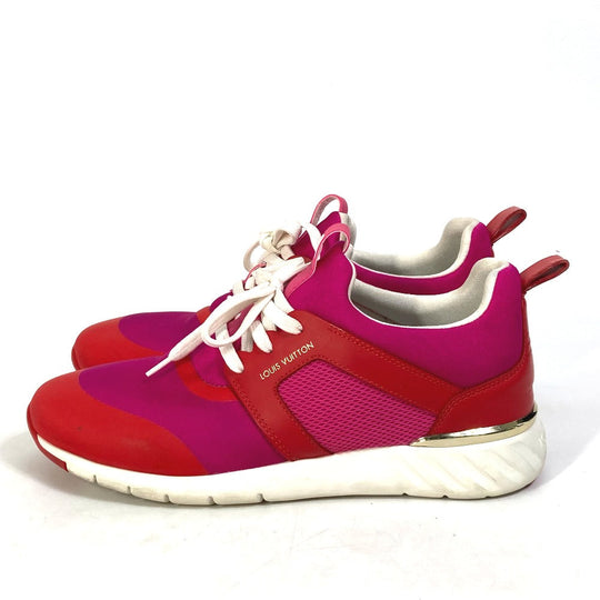 LOUIS VUITTON sneakers Nylon, Nylon pink By color logo Women 36 Used Authentic
