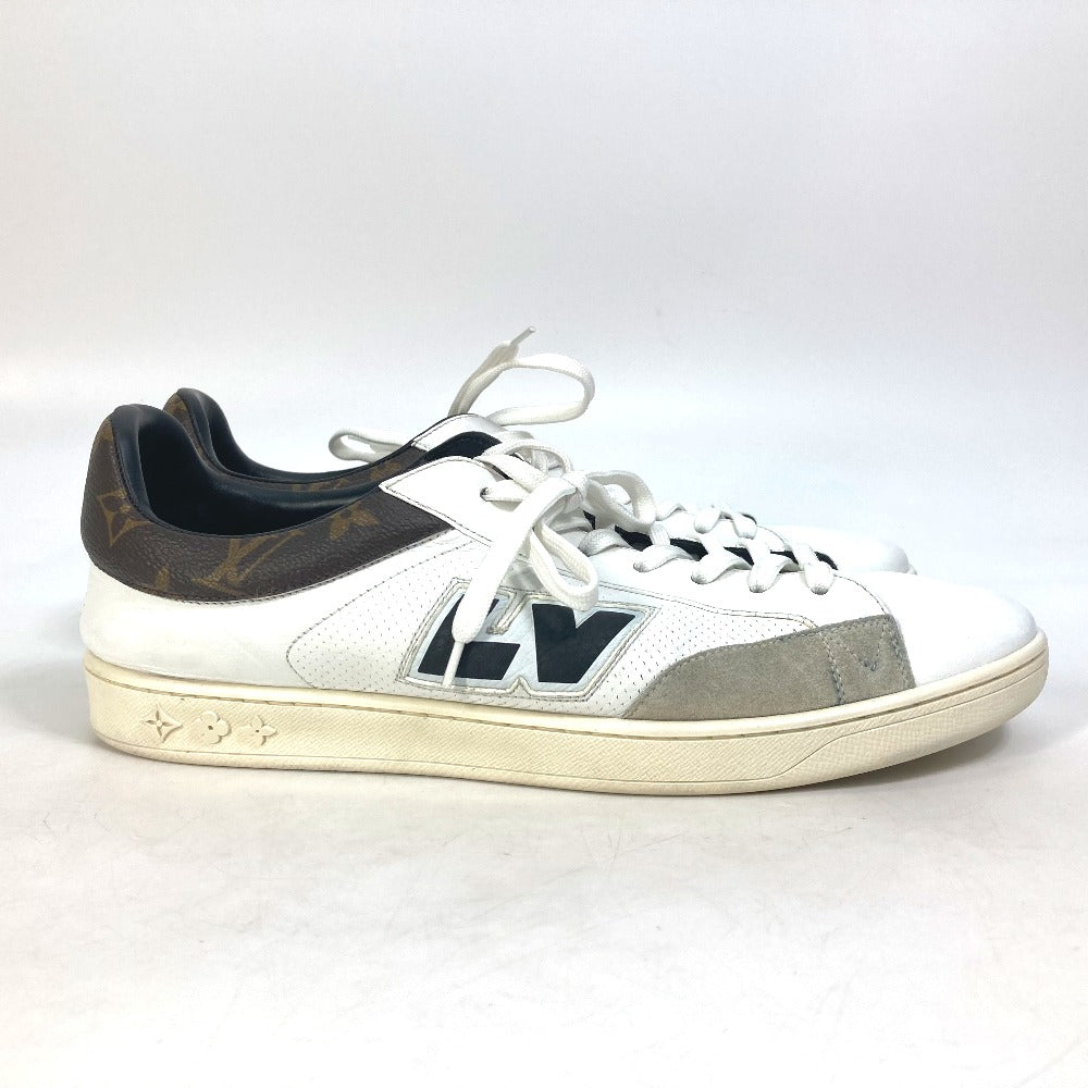 LOUIS VUITTON sneakers leather white Luxembourg line monogram logo 8.5