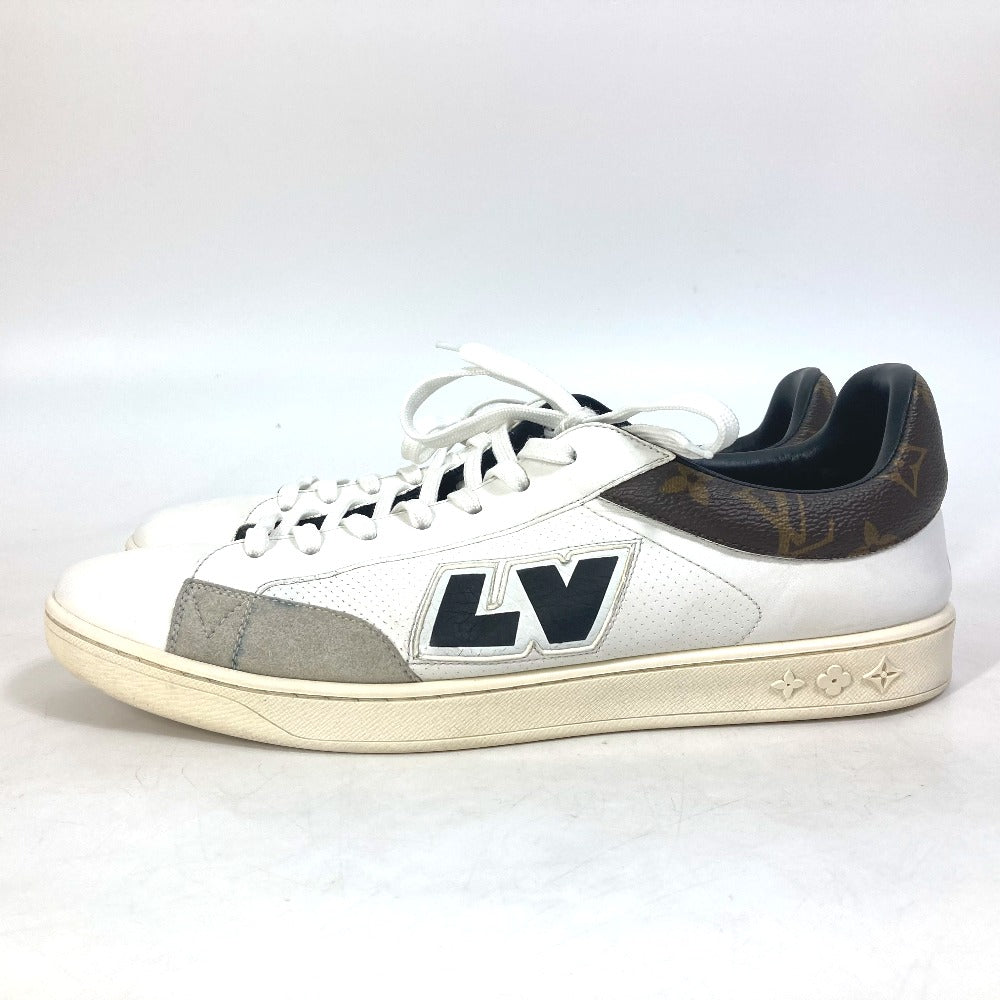 LOUIS VUITTON sneakers leather white Luxembourg line monogram logo 8.5