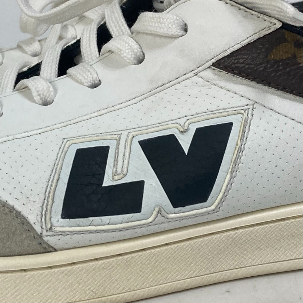 LOUIS VUITTON sneakers leather white Luxembourg line monogram logo 8.5