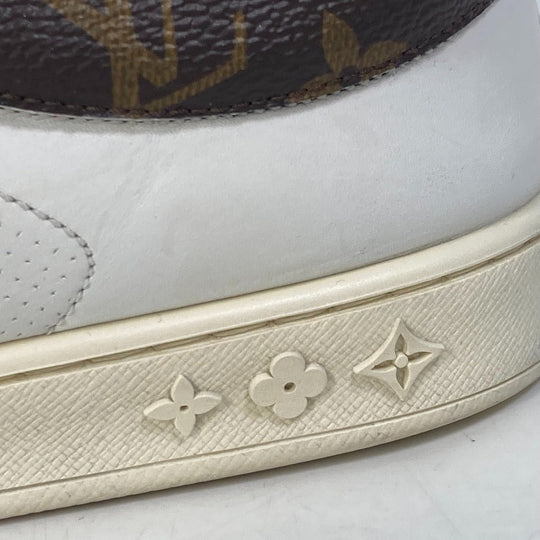 LOUIS VUITTON sneakers leather white Luxembourg line monogram logo 8.5