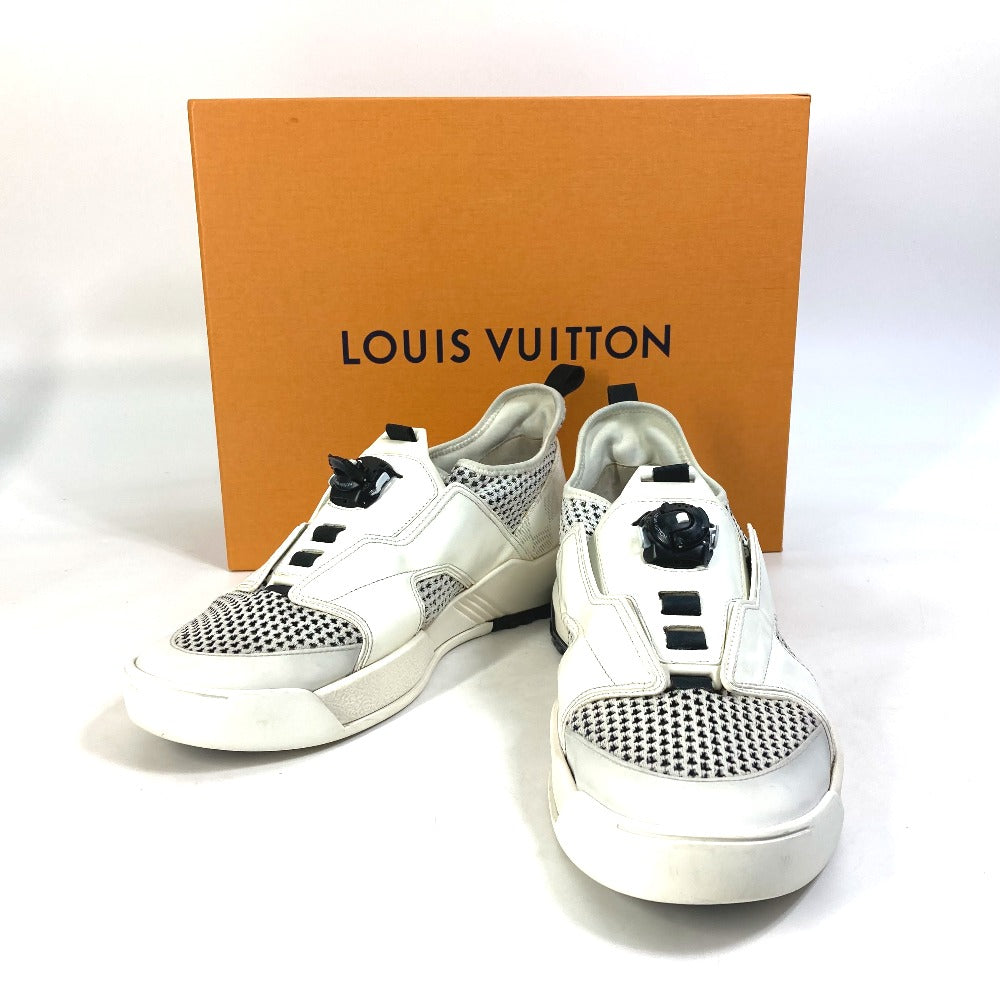 LOUIS VUITTON sneakers Leather, Knit white fuel power sneakers 8.5