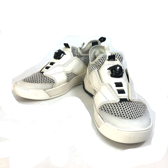 LOUIS VUITTON sneakers Leather, Knit white fuel power sneakers 8.5