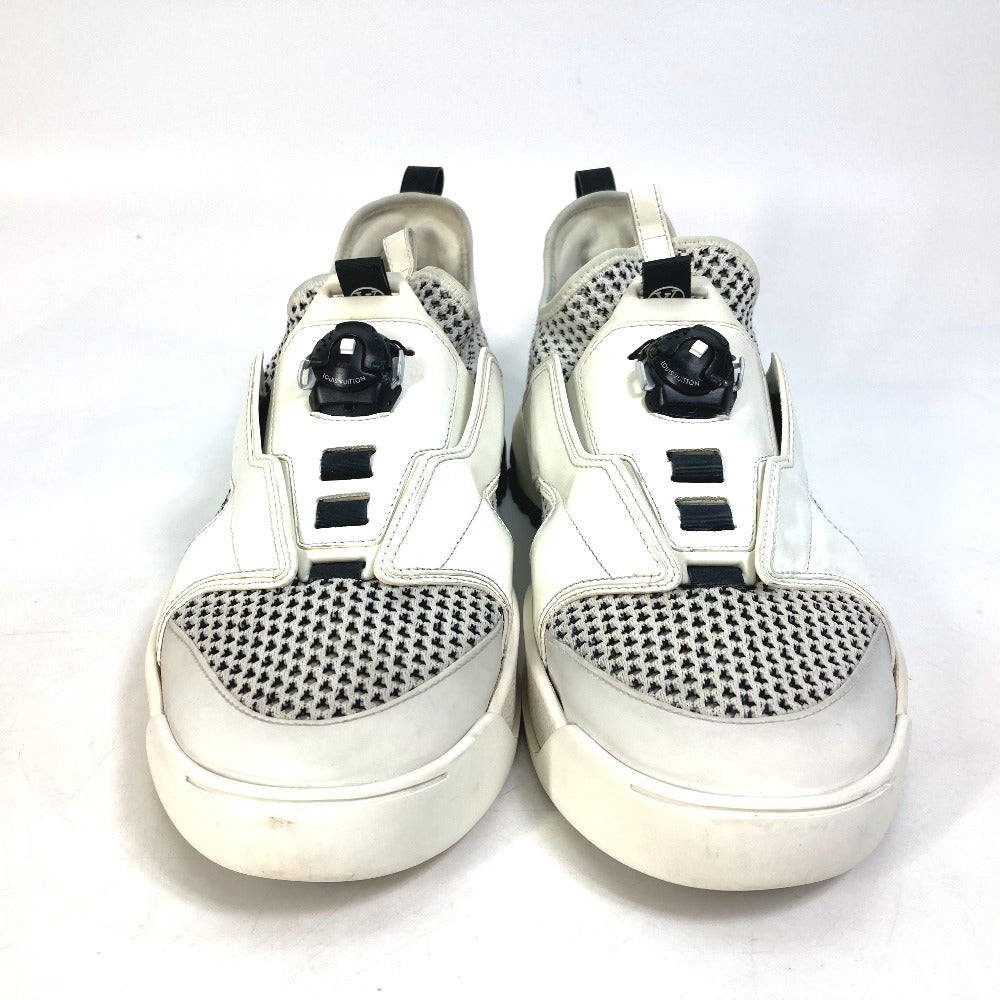 LOUIS VUITTON sneakers Leather, Knit white fuel power sneakers 8.5