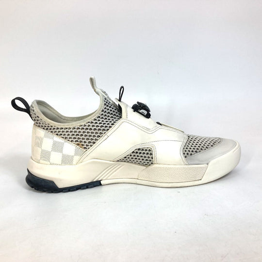 LOUIS VUITTON sneakers Leather, Knit white fuel power sneakers 8.5