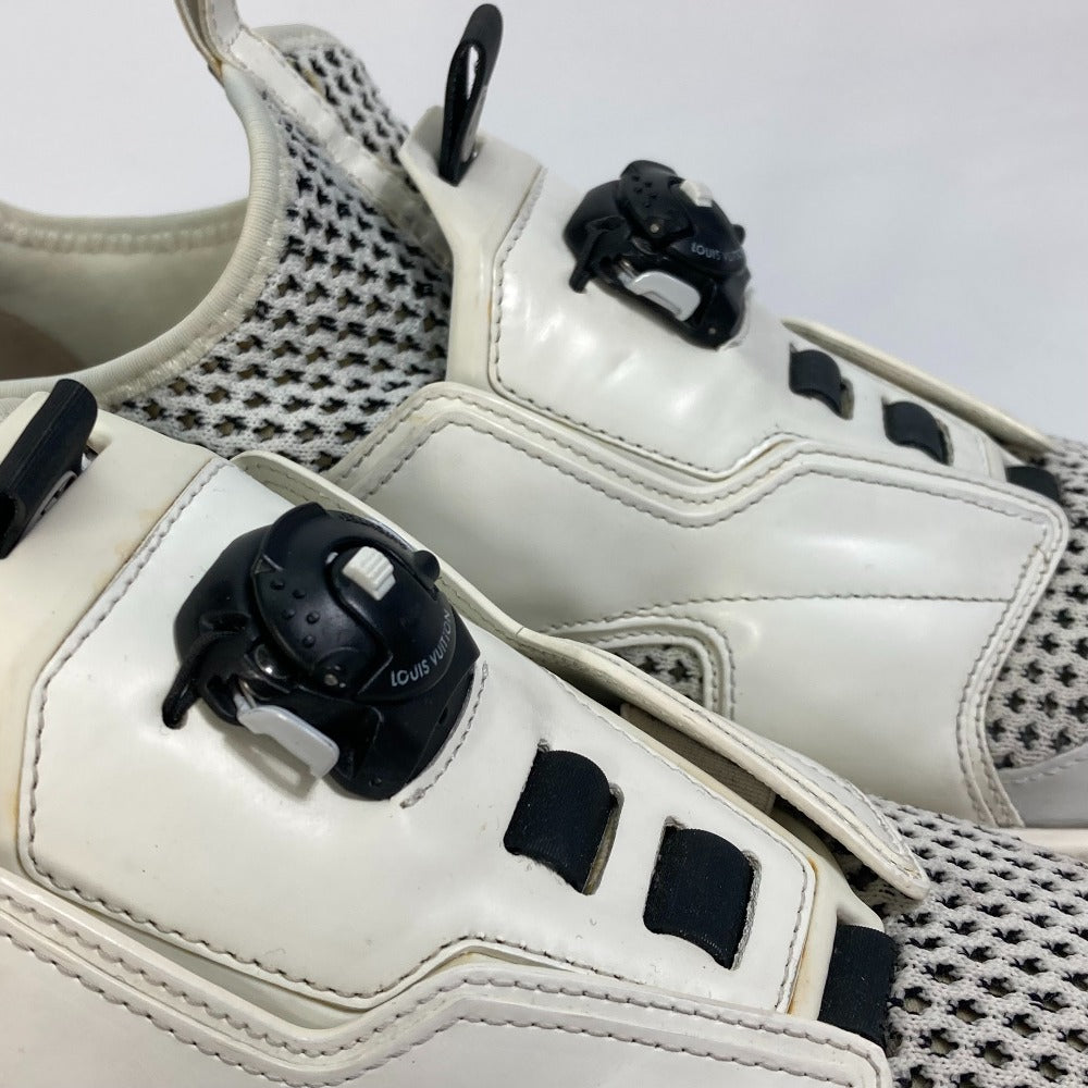 LOUIS VUITTON sneakers Leather, Knit white fuel power sneakers 8.5