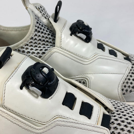 LOUIS VUITTON sneakers Leather, Knit white fuel power sneakers 8.5