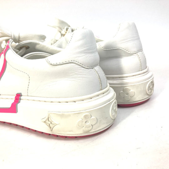 LOUIS VUITTON sneakers leather white Timeout line Women 38 Used Authentic