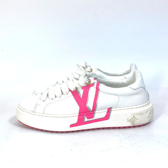 LOUIS VUITTON sneakers leather white Timeout line Women 38 Used Authentic