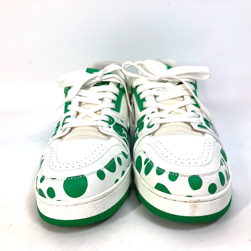 LOUIS VUITTON sneakers 1AB8KP leather green Kusama Yayoi Collaboration LV x YK LV Trainer Line Sneakers mens 8 Used Authentic