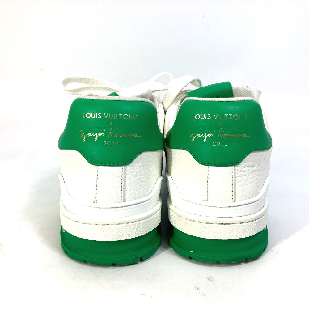 LOUIS VUITTON sneakers 1AB8KP leather green Kusama Yayoi Collaboration LV x YK LV Trainer Line Sneakers mens 8 Used Authentic