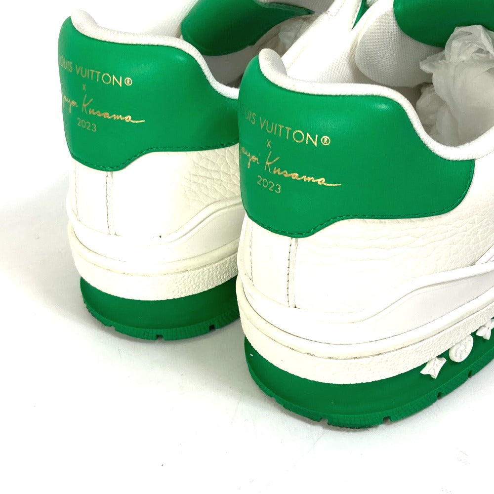 LOUIS VUITTON sneakers 1AB8KP leather green Kusama Yayoi Collaboration LV x YK LV Trainer Line Sneakers mens 8 Used Authentic