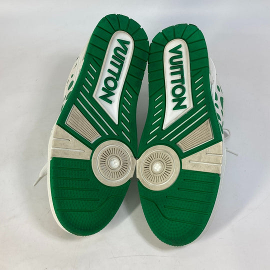 LOUIS VUITTON sneakers 1AB8KP leather green Kusama Yayoi Collaboration LV x YK LV Trainer Line Sneakers mens 8 Used Authentic