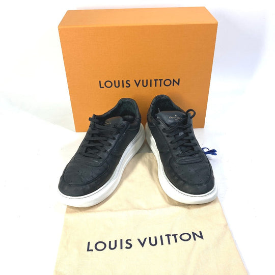 LOUIS VUITTON sneakers leather black Beverly Hills Line mens 8.5 Used Authentic