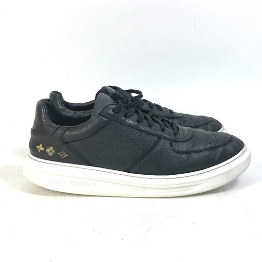 LOUIS VUITTON sneakers leather black Beverly Hills Line mens 8.5 Used Authentic
