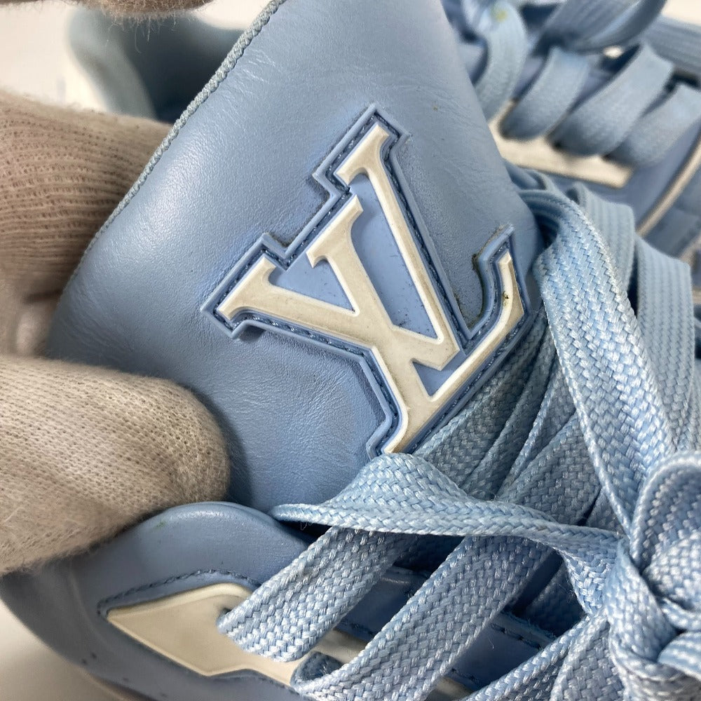 LOUIS VUITTON sneakers leather blue shoes shoe laces LV trainer line 8.5