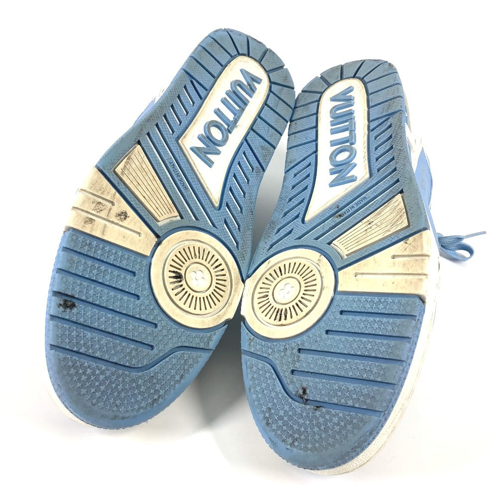 LOUIS VUITTON sneakers leather blue shoes shoe laces LV trainer line 8.5