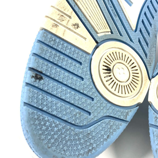 LOUIS VUITTON sneakers leather blue shoes shoe laces LV trainer line 8.5